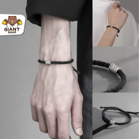 GIANTSHOP สร้อยข้อมือ bracelet จี้เงินชุบ เรียบง่าย สไตล์ถักเชือกข้อมือ (FO)