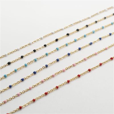 1 Meter Stainless Steel Link Cable Chain Golden Multicolor Enamel Chains For DIY Necklace Jewelry Making Supplies 2.5x2mm