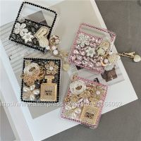 ✴♗⊙ Luxury Pink Pumpkin Carriage Crystal Bling Hard Cases for Samsung Galaxy Z Flip 3 4 Flip3 Flip4 5G/4G Love Chain Diamond Cases