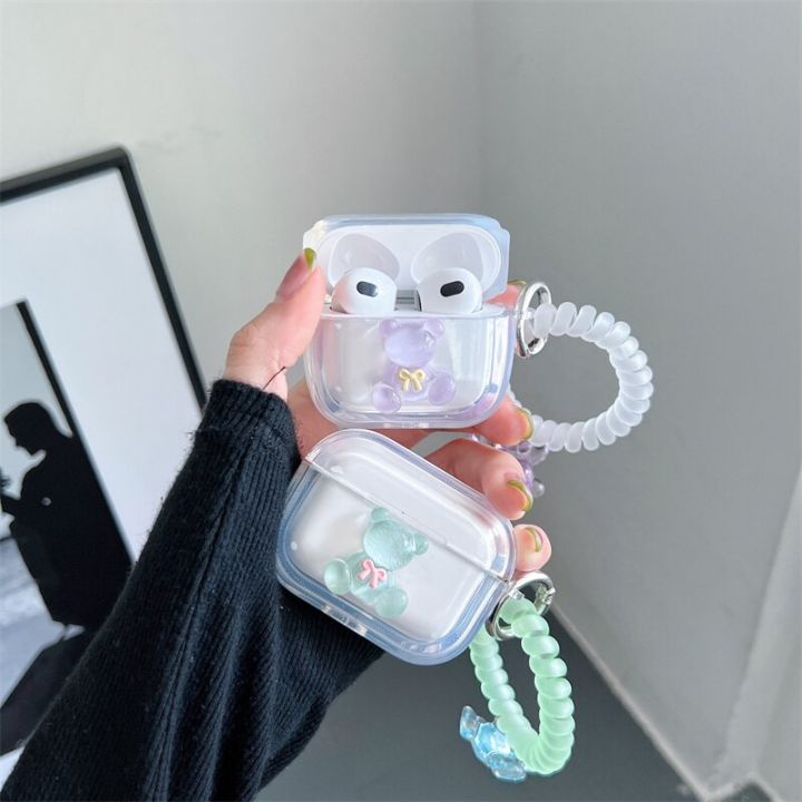 ins-korea-cute-3d-candy-bear-transparent-earphone-case-for-airpods-3-1-2-pro-anti-lost-rope-bluetooth-headphone-soft-cover-box-headphones-accessories