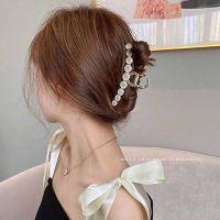 [COD] Cats eye stone pearl back head large hairpin female fairy hair catching shark clip headdress