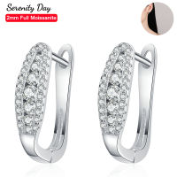 Serenity วันจริง D สี1.8มิลลิเมตร2มิลลิเมตรเต็ม Moissanite รูปตัว U ต่างหูสำหรับผู้หญิงแต่งงาน100 S925เงินสเตอร์ลิงเครื่องประดับ Fine