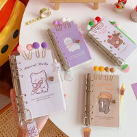 Sketchbook Notepad Ring Binder Kawaii A6 DIY Planner Diary Notebooks Set with Pen Paper Clip Sticker Bear Office School Supplies