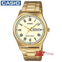 Casio Standard นาฬิกาข้อมือผู้ชาย สายสเตนเลส รุ่น MTP-V006G-9BUDF (หน้าทอง)