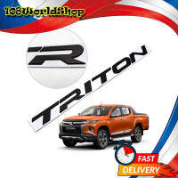 โลโก้ แปะฝากระโปรงหน้า สีดำด้าน "TRITON" อักษรสูง 3.5cm Mitsubishi  ขนาด 3.5x51x0.5 จำนวน 1 Piece L200 Triton 4x2 4x4 ปี2015 - 2019