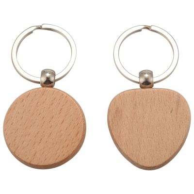 30Pcs/Lot Diy Blank Wooden Key Chain Rectangle Heart Round Ellipse Carving Keyring Wood Keychain Ring for Men Women Gift