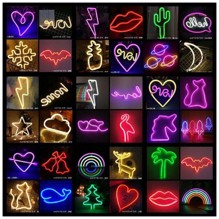 90 Styles LED Neon Night Light LED Cloud Lightning Christmas tree Neon