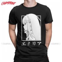 Mens Emilia ReZero T Shirt Re Zero Anime 100 Cotton Clothes Unique Short Sleeve Round Collar Tee Shirt Plus Size T-Shirts