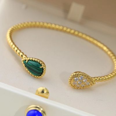 New 2023 Trend Classic High Quliaty Famous Brand Luxury Jewelry Bracelets For Women Malachite Water Drop Gold Color Europ Design