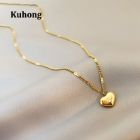 Kuhong สร้อยคอสแตนเลสสีทอง,สร้อยคอรูปหัวใจแฟชั่นจับคู่ได้กับทุกชุดสายโซ่พันรอบคอสำหรับผู้หญิง/เทศกาลปาร์ตี้ของขวัญเครื่องประดับ