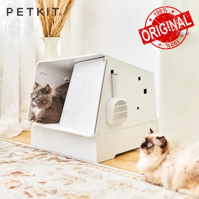 PETKIT White Villa SemiEnclosed Cat Litter Box with Litter Scoop Ventilated Litter Box for Cats