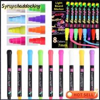 SYRUPSHADDOCKING หลายสี กระดานเขียน LED กระดานดำกราฟฟิตี ปากกาชอล์กเหลว ปากกาไวท์บอร์ด ปากกามาร์กเกอร์ศิลปะ ไฮไลท์เน้นข้อความ