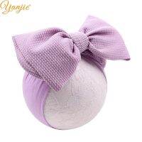 【YF】 YANJIE 2022 Large 7  Hair Bow Nylon Headbands Waffle Fabric Soft Elastic Band Girls Accessories Hot-sale Headwrap