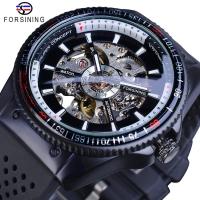 ZZOOI Forsining 2016 Rotating Bezel Sport Design Silicone Band Men Watches Top Brand Luxury Automatic Black Fashion Casual Watch Clock