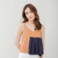 Savvy.bkk SV05 สายเดี่ยว Pleat สี Peach-Navy