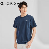 GIORDANO ผู้ชาย เสื้อยืดคอกลมแขนสั้นผ้าฝ้ายถักลายปักขนาดเล็ก Free Shipping 130232039449