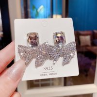 [COD] light luxury high-end bow earrings 2023 new trendy diamond crystal European and style for women