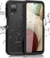 Samsung Galaxy A12กันน้ำพร้อมหน้าจอในตัวป้องกันฝุ่นกันกระแทก Drop Proof Heavy Duty เคสโทรศัพท์ทนทานเต็มรูปแบบใต้น้ำฝาครอบป้องกันสำหรับ Samsung Galaxy A12 (สีดำ)