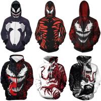 Men Casual Hooded Hoodie Cos Venom Costume  3D Printed Jacket Anime Sweatshirts