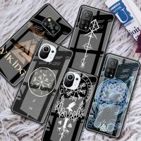 Nesaeusers✐เคสกระจกนิรภัยสำหรับ Xiaomi Mi Poco X3 NFC 11 Ultra Note 10 Lite 10T Pro F3 9T 11i M3เคสโทรศัพท์ลายไวกิ้งผักโลโก้