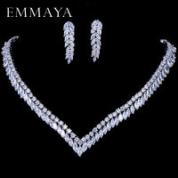 EMMAYA AAA Clear Cubic Zirconia Necklace Earrings Jewellery Sets CZ Zircon Stone Wedding Jewelry Sets for Brides