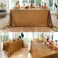 Christmas Decor Sequined Tablecloth Rectangular Champagne Solid Color Home Birthday Party Dessert Table Cover Wedding Decoration