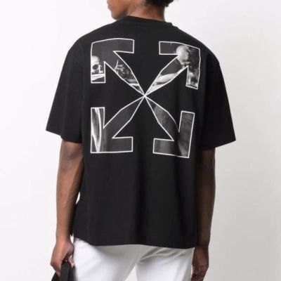 OW Arrow Skeleton High Street Designer Brand Printed Short Sleeve Round Neck T-shirt Trendy European Street Style