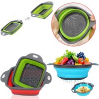 【hot】 Silicone Folding Drain Basket Fruit Vegetable Washing Strainer Colander Drainer Storage