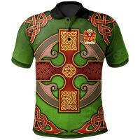 2023 NEW Style Constantius Or Constantine Welsh Family Crest Polo Shirt - Vintage Celtic Cross Greensize：XS-6XLNew product，Can be customization