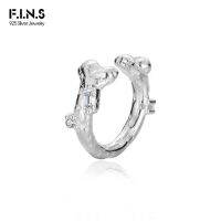 F.I.N.S 1ชิ้น MODE Korea S925เงินสเตอร์ลิงหูคลิปกระดูกไม่มีรูไม่สม่ำเสมอ Zircon Inlaid Earcuff เครื่องประดับ Catilage