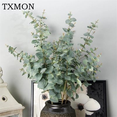 TXMON 1pc 65cm Artificial Leaves DIY Eucalyptus Leaf European Simulation Plants For Home Wedding Decoration Hotel Party Layout Spine Supporters