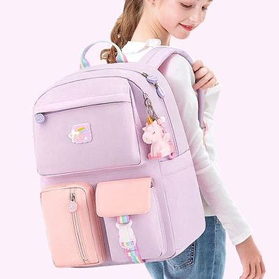 กระเป๋าเป้สะพายหลังความจุขนาดใหญ่สำหรับนักเรียนเด็กเบามาก Tas Sekolah Anak Perempuan การป้องกันกระดูกสันหลังและลดน้ำหนักได้2022