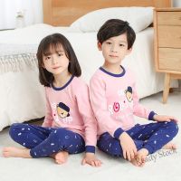 【Ready Stock】 ∋﹉ C22 2-15Years Kids Boy Girl Sleepwear Suit Pajamas Set Children Long Sleeve 100 Cotton Pyjamas SetTH