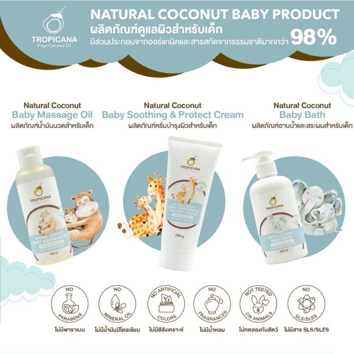 ทรอปิคานา-เนเชอรัล-โคโคนัท-เบบี้-ซูตติ้ง-ครีม-tropicana-natural-coconut-baby-soothing-cream-บัตเตอร์ครีม