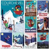 Courchevel ภูมิทัศน์โปสเตอร์ Meriel Meribel Ligne ชาร์ปท่องเที่ยวผ้าใบจิตรกรรมฝาผนังศิลปะพิมพ์