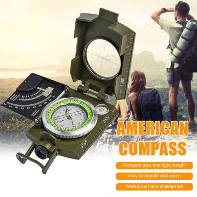 เข็มทิศเดินป่า เข็มทิศทหาร ยุทธวิธี เข็มทิศนำทาง ความละเอียดสูง 360 องศา แม่นยำ กันน้ำ วัดองศา ความชันได้ Military Compass