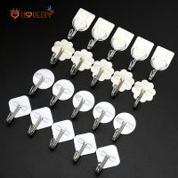 10 Pcs Home Creative Traceless Wall Hanging Storage Hooks / Self Adhesive White Plastic Strong Storage Hooks / Wall Mounted Simple Bathroom Kitchen Coats Bag Hats Towels Key Organizer Hanger Holder