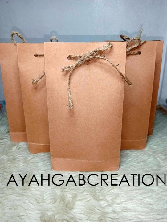 Brown Kraft Paper Bag / Makapal Plain Rope Gift Packaging Loot Bag ...