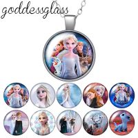 ┅✸☞ Disney Frozen Elsa Anna Princesses Olaf Round Photo Glass cabochon silver plated/Crystal pendant necklace jewelry Gift