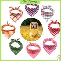 P-CUTE ฤดูร้อน เอี๊ยม ผ้าพันคอสามเหลี่ยม ผ้าพันคอ ปลอกคอสัตว์เลี้ยง ลายสก๊อต Pet Bandanas ผ้าพันคอสุนัข ผ้าพันคอคอแมว