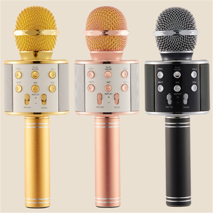 WS858 Portable Bluetooth Karaoke dj Microphone Wireless Professional  Speaker Home KTV Handheld Microphone mikrofon