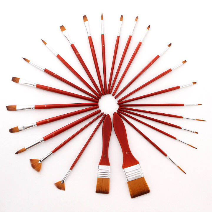 Zhu ting24 pieces/set nylon wool wood handle watercolor paint brush scraper acrylic paint art