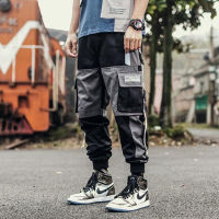 HOUZHOU Black Cargo Pants Men Joggers Sweatpants Mens Cargo Trousers Male Autumn Japanese Hip Hop Streetwear Korean Splice Men