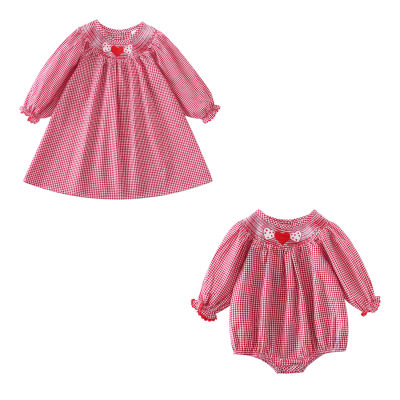 Girlymax Valentines Day Sibling Baby Girls Ruffles Smocked Floral Cow Pants Set Dress Knee Length RomperKids Clothing