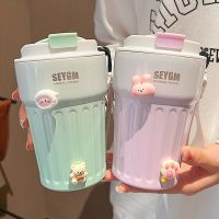 ☋✺▽ 400ml Cute Thermal Cup For Coffee Insulated Stainless Steel Thermo Bottles Portable Travel Drinking Bottle Simple Tumbler Gift