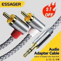 【YF】 Essager 90 ° Angle RCA Audio Stereo Cable Jack 3.5mm to 2RCA Splitter Male Adapter For Amplifiers Home Theater Wire