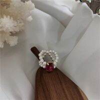 INS Korea Fashionn Women Pearl Rings Shiny Colorful Crystal Handmade ided Ring Pearl Sdjustable Ring Girls Party Accessories