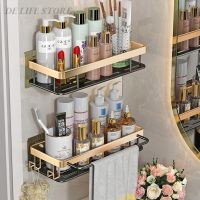 Luxury Bathroom Shelves Without Drilling Rustproof Aluminum Shower Wall Shelf Shampoo Towel Holder Bathroom Organizer Accessorie