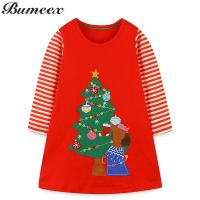 Bumeex Toddler Girls Long Sleeve Dresses Fall Spring Cotton Casual Christmas Childrens Clothing Girls Clothes