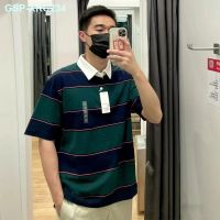 ✐♚UNIQLO เสื้อยืดแขนลำลองขาสั้น Kaus POLO Garis รุ่นคู่รักในช่วงฤดูร้อนสำหรับผู้ชายและผู้หญิง2022 448767